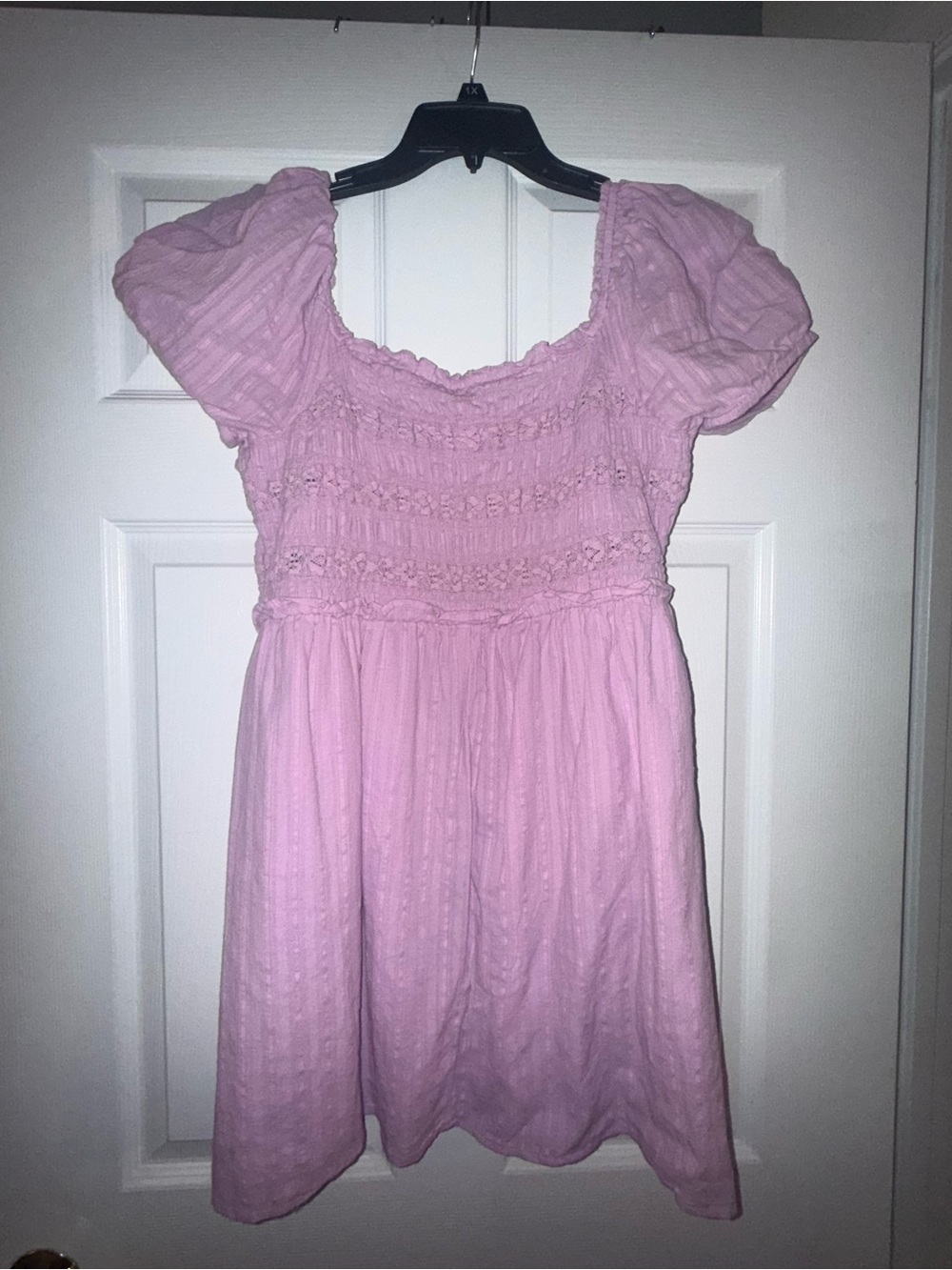 Pink Puff Sleeve Babydoll Dress | Cottagecore Smocked Mini Dress | Boho| P2P=15 - Picture 3 of 3